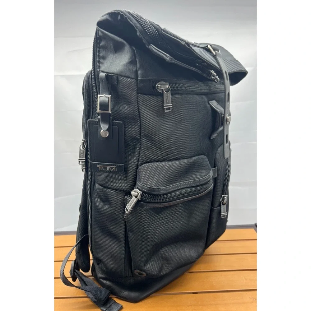 TUMI ALPHA BRAVO "Luke" Roll-Top Backpack Bag Silver Ballistic Nylon 223388RS2 - Picture 3 of 15